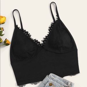 shein black lace trip bralette top